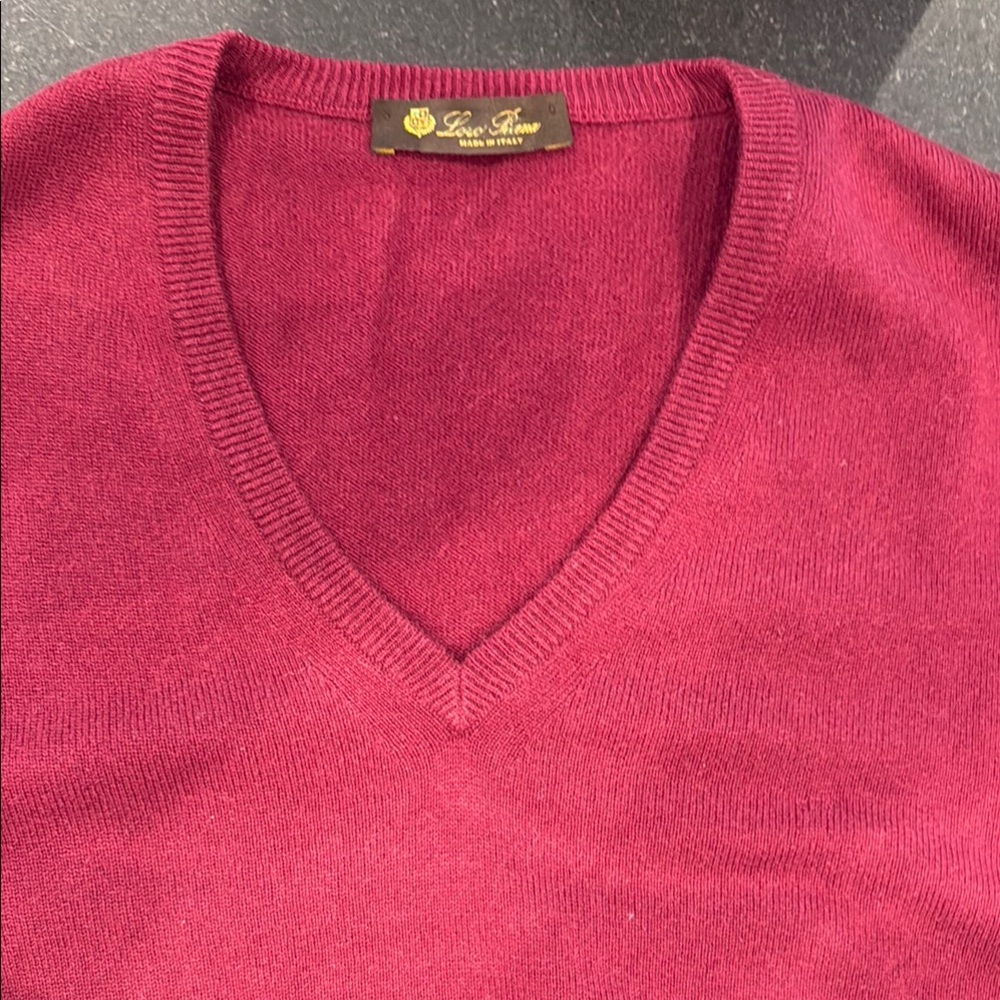 Loro Piana Red V-Neck Sweater Luxurious Knitwear